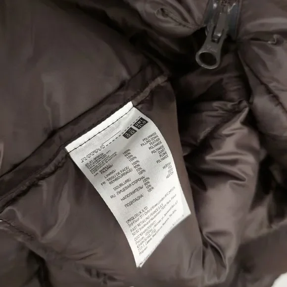 Uniqlo Dark Brown Ultra Light Down Jacket Coat Size Small Approx UK 8 - Picture 9 of 16